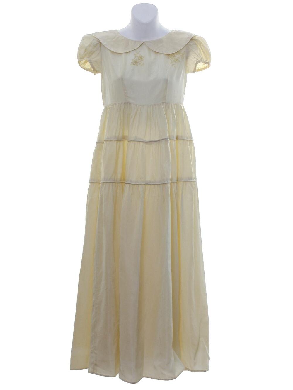 Vintage 60s Ivory Satin Wedding Flower Girl Dress & Slip Home Sewn Girls 12-14
